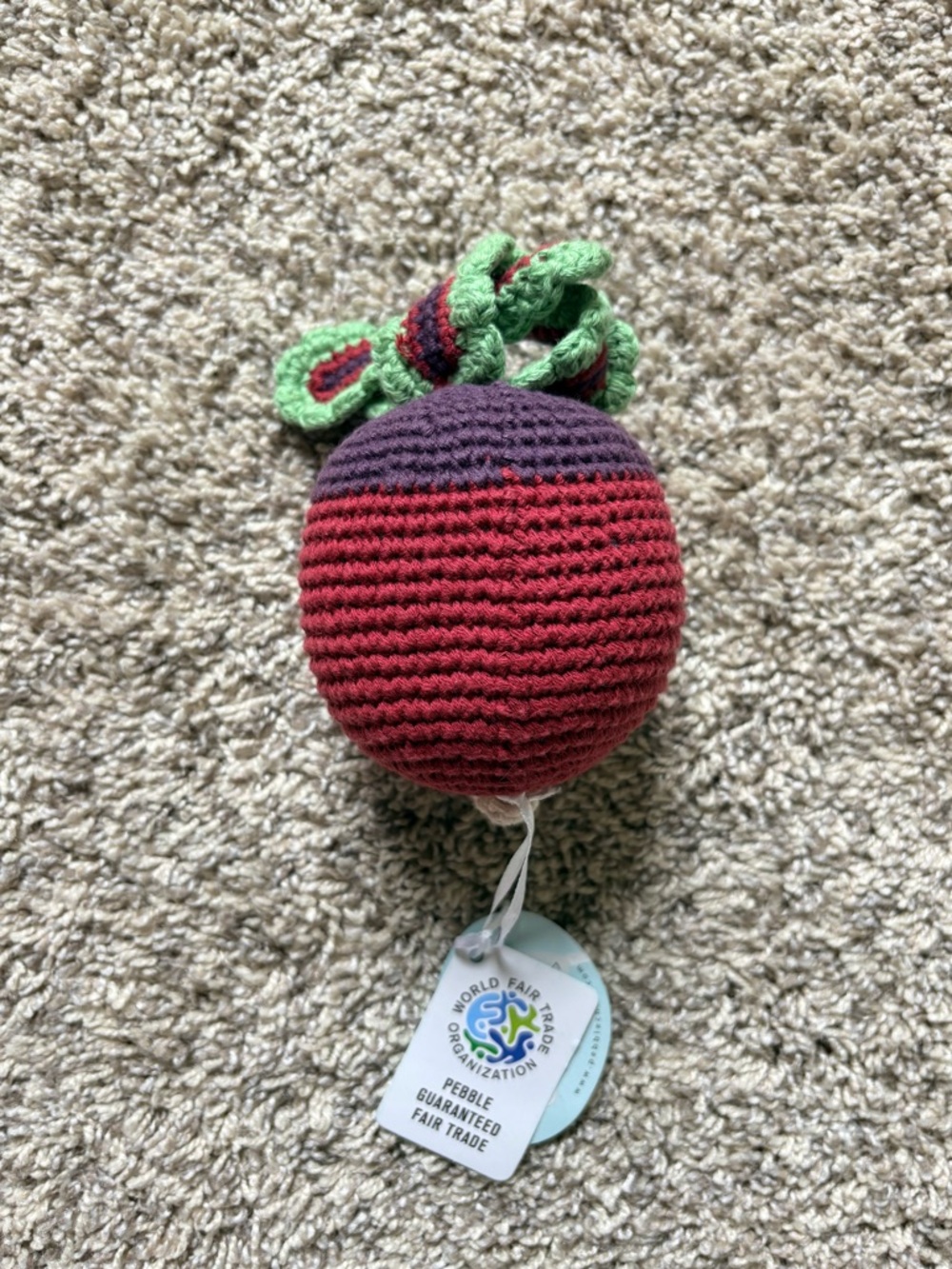 🥑Pebble Organic Crochet Veggie Rattle Set - Beet, Avocado, Cauliflower, Carrot - Picture 3 of 9